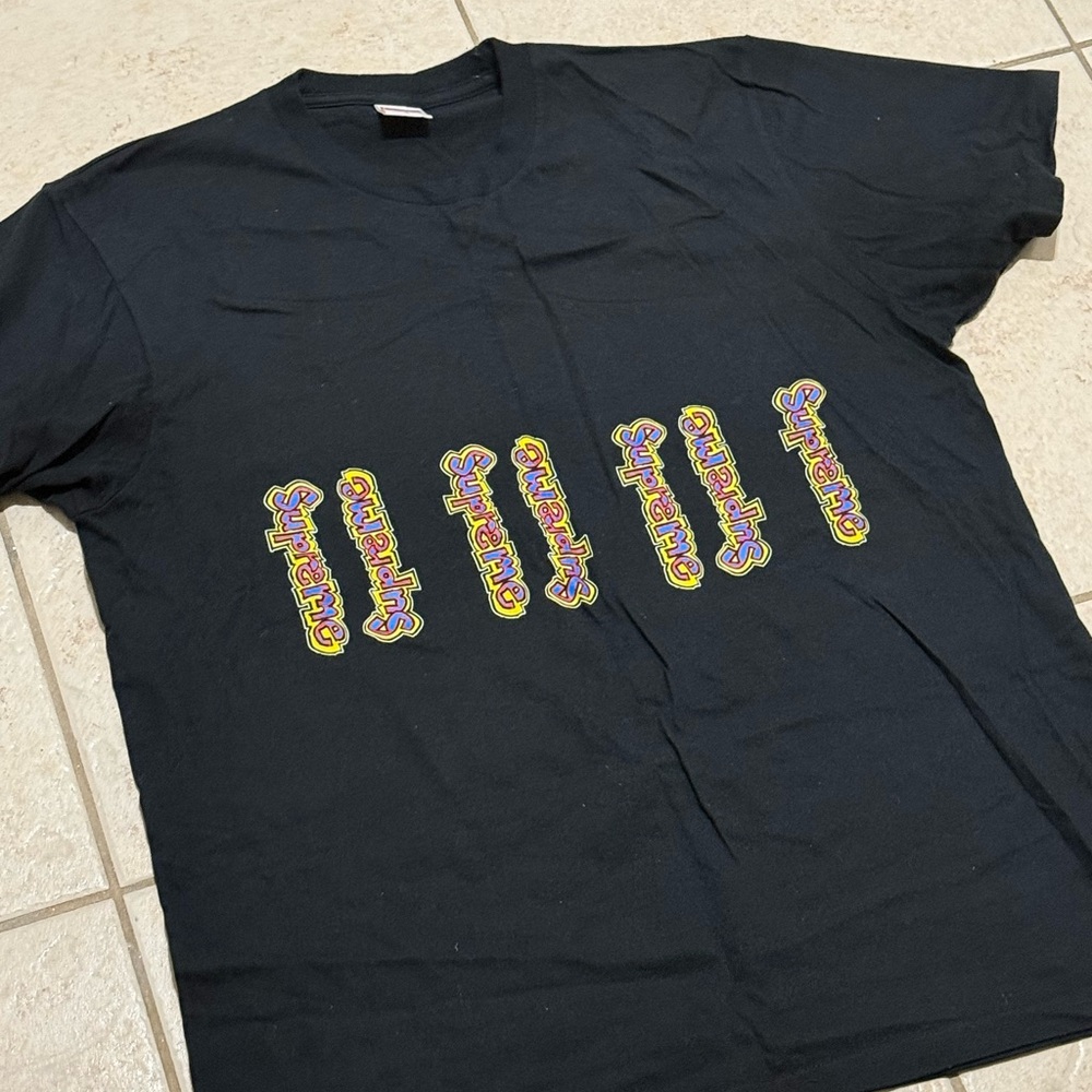 Supreme Black Tee with Multicolor Logo